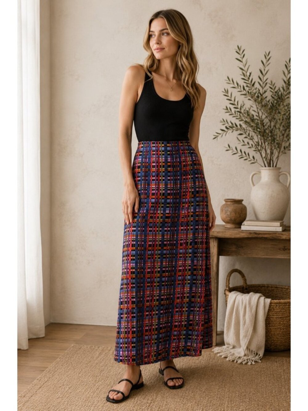 Vintage Express Design Studio Maxi Skirt Womens 5/6 colorful Rayon Boho US